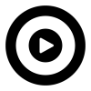 A play button in a circle within a black rings